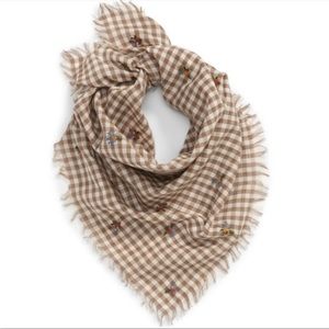 Madewell Floral/checkered Fringe Bandana Hankerchief